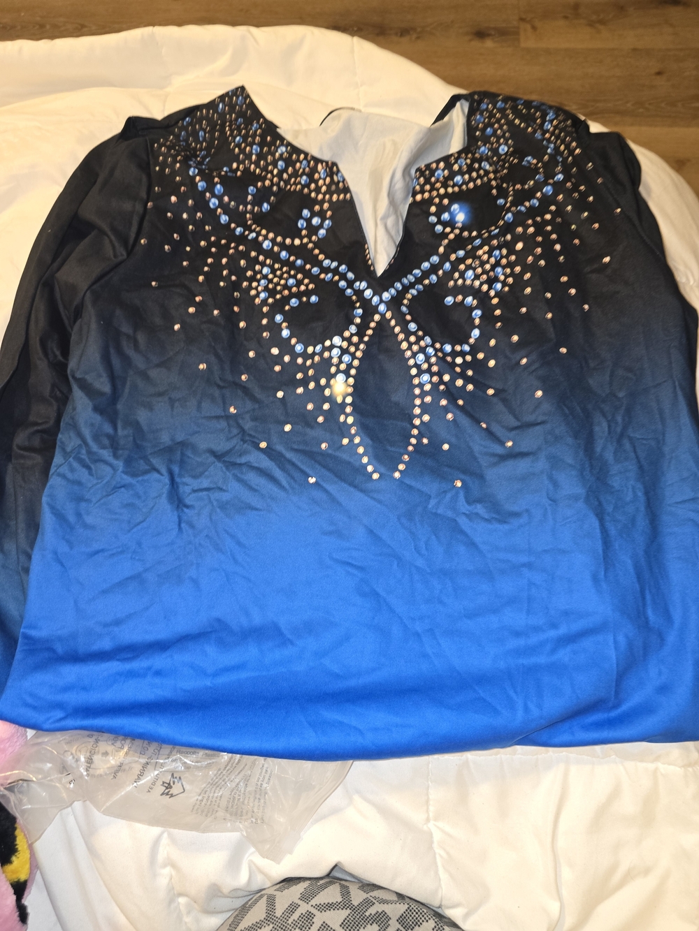 SHEIN Blue-to-Black Ombre Studded Women's Blouse
